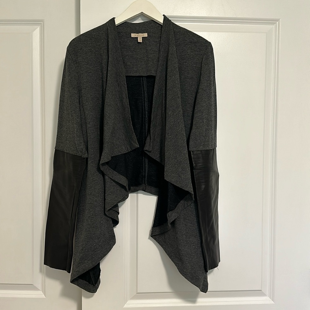 Pleather sleeved Cardigan by Bordeaux